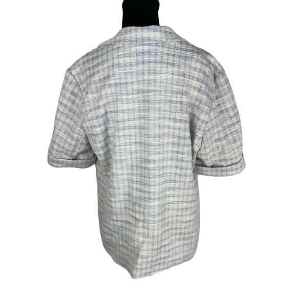 QVC Susan Graver Knit Tweed Short Sleeve Blazer Wind Blue NWOT Size L - Picture 5 of 10